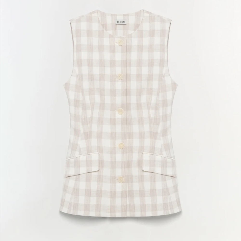 Simkhai Calliope Vest in Sand Gingham